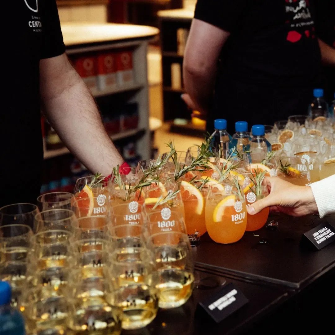 Event bar serving cocktails in custom stemless bettercup at Melbourne Fashion Week