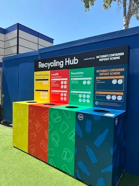 Reusable cup and waste bins at the Australian Open 2026 reuse system for major events